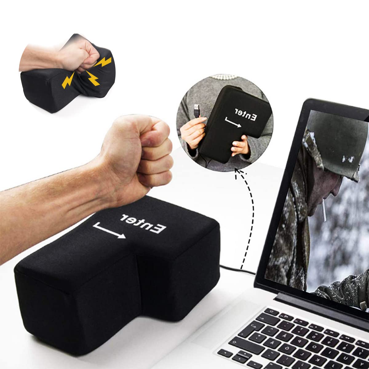 ZORBES Large USB Enter Key Fun Stress Relief Toy Cushion for Office Soft 'Enter' Key Plug and Play Practical Gift Stress Relief Toy ZORBES Large USB Enter Key Fun Stress Relief Toy Cushion for Office Soft 'Enter' Key Plug and Play Practical Gift Stress Relief Toy